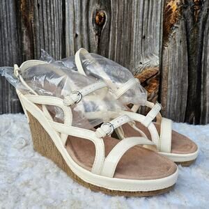 Strappy Wedge Sandals Aerosoles Popularity Size 11 Cork Platform Cage Off White